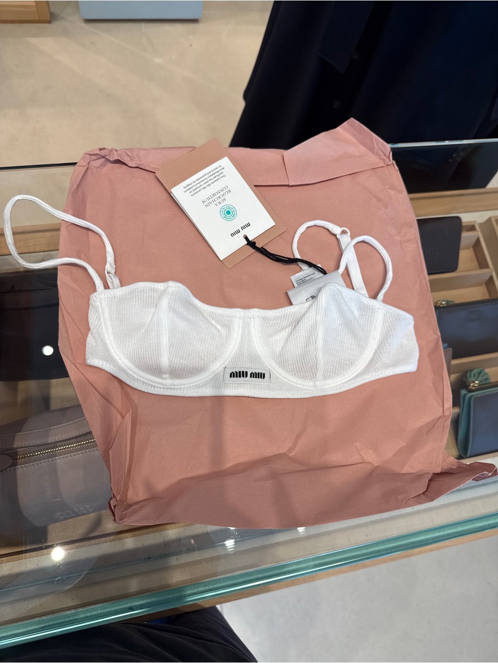 Miu Miu White Ribbed Underwire Bralette (Authentic)